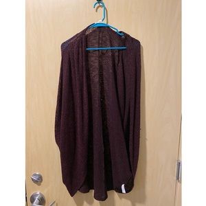 Red and black drapey shirt sleeve cardigan